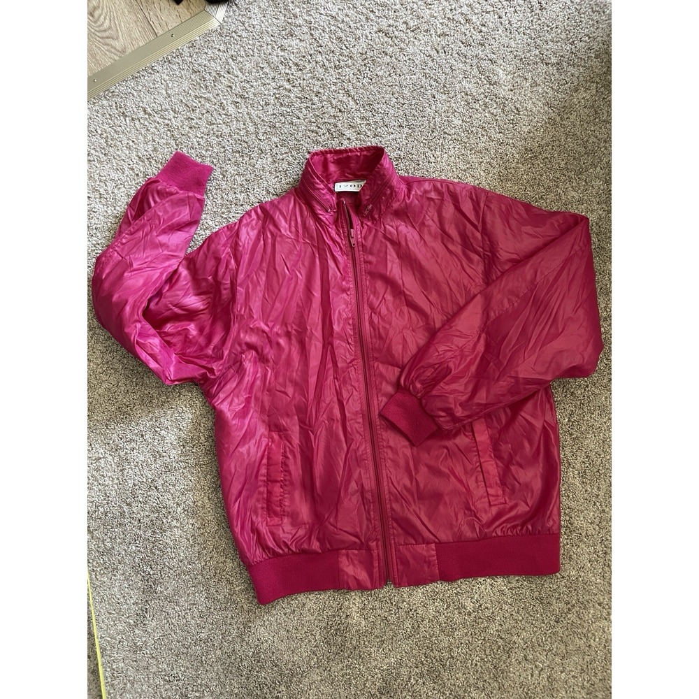 VTG IZOD CLUB Women Pink Nylon Zip-Up Windbreaker Jacket Large